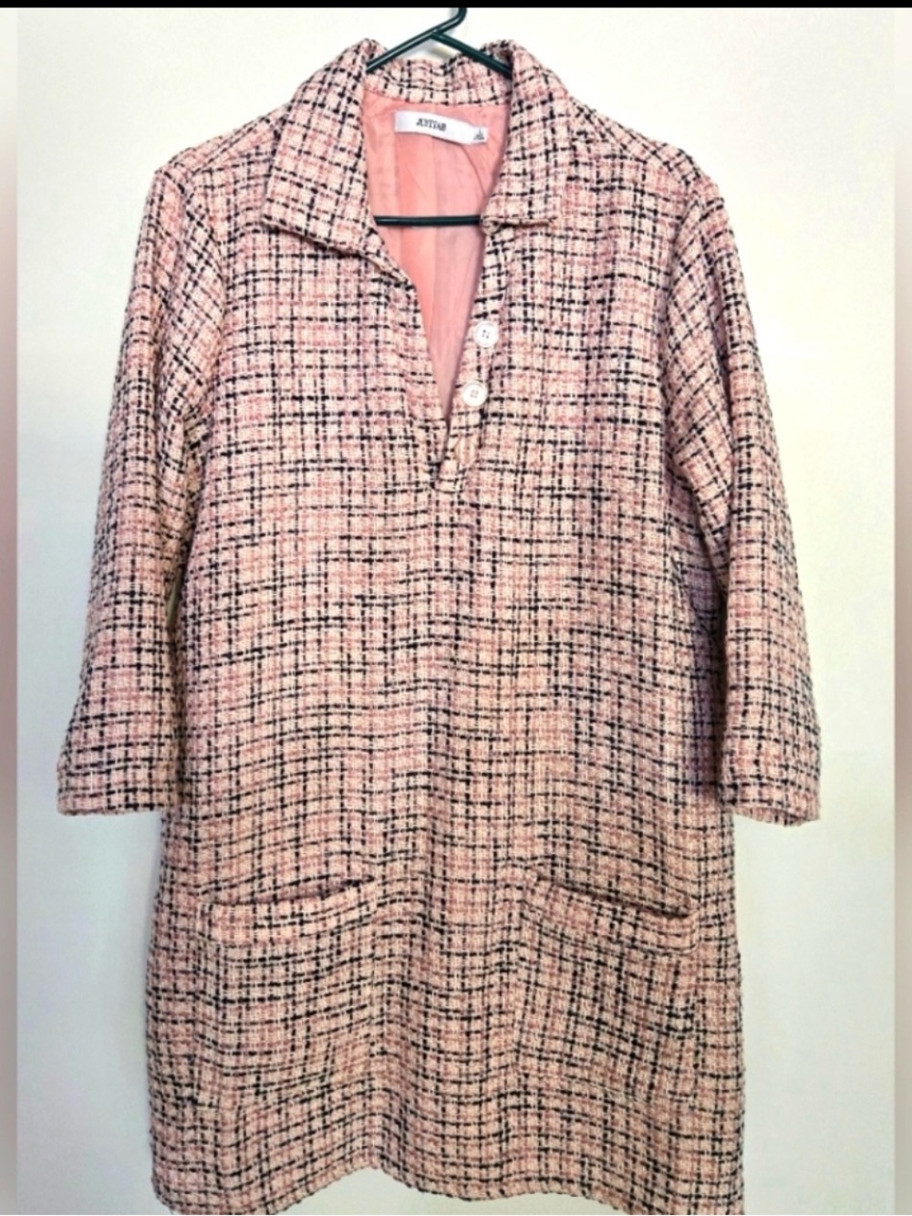 JustFab Pink Tweed Shift Dress